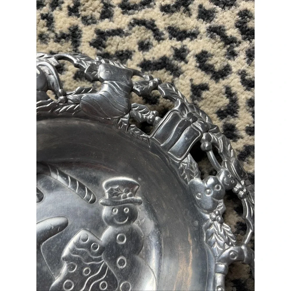 Vintage Home For‎ The Holidays Pewter Bowl 1997 Christmas Decor Serving 🎄🎅☃️